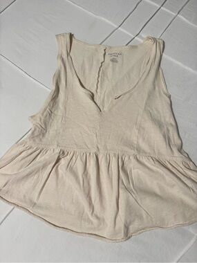 American Eagle Outfitters Cream V-Neck Peplum Tank